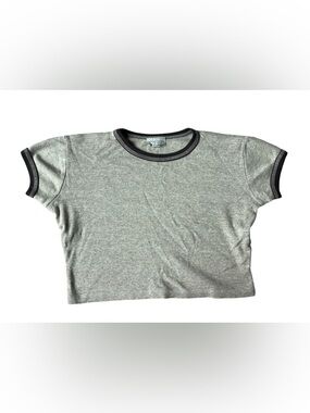VINTAGE 90S IN CHARGE GREY CROPPED TSHIRT MEDIUM WOMENS